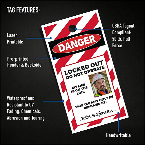 Avery UltraDuty Plastic Tags, 5.5" x 2.83" , Danger Header 2.92" Length x 5.50" Width - Plastic, Polyester - Matte White - 60 / Pack (62401)