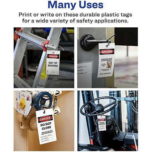 Avery UltraDuty Plastic Tags, 5.5" x 2.83" , Danger Header 2.92" Length x 5.50" Width - Plastic, Polyester - Matte White - 60 / Pack (62401)