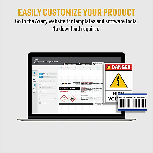 Avery UltraDuty Plastic Tags, 5.5" x 2.83" , Danger Header 2.92" Length x 5.50" Width - Plastic, Polyester - Matte White - 60 / Pack (62401)