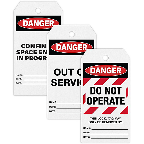 Avery&reg; UltraDuty Hazard Warning Tag Kit 3.25" Length x 5.75" Width - Plastic, Nylon, Vinyl - White - 15 / Pack (62404)