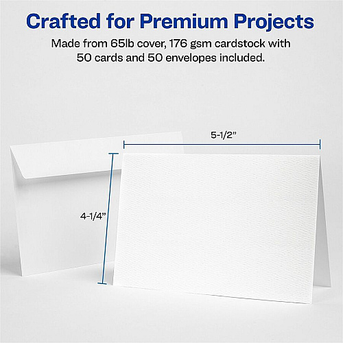 Avery&reg; Note Card Textured - White - 50/Pack - 6 / Carton (03379)