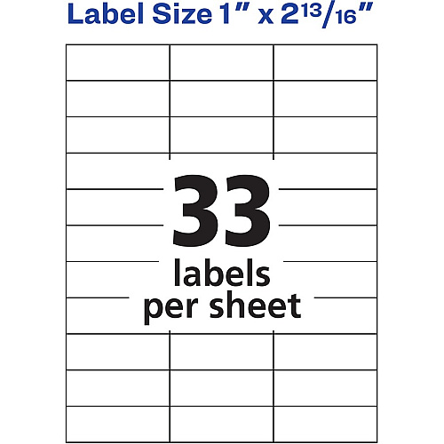 Avery&reg; Address Label 3 2/5" Height x 9" Width x 11 1/5" Length - Permanent Adhesive - Rectangle - Matte White - Paper - 33 / Sheet - 500 Total Sheets - 16500 Total Label(s) - 16500 / Carton (05334)