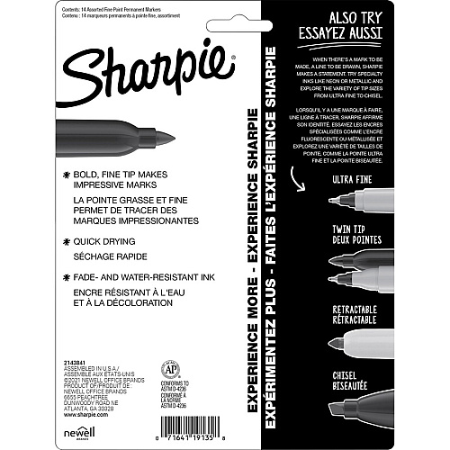 Sharpie Mystic Gems Permanent Markers Fine Marker Point - Multi Ink - 14 / Pack (2142705)