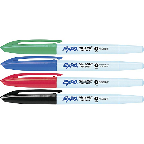 Expo Vis-à-Vis Wet-Erase Markers Fine Marker Point - Multi Ink - 4 / Pack (2134341)