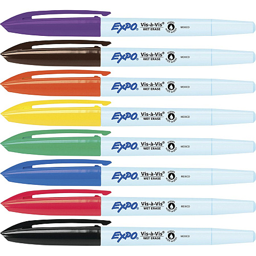 Expo Vis-à-Vis Wet-Erase Markers Fine Marker Point - Multi - 8 / Pack (2134345)