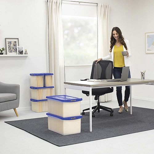 Bankers Box Heavy-Duty File Box External Dimensions: 14.2" Width x 22.4" Depth x 10.6" Height - Media Size Supported: Letter 8.50" x 11" - Lid Lock Closure - Heavy Duty - Stackable - Plastic, Polypropylene - Clear, Blue - For File, Document, Sto (0086101)