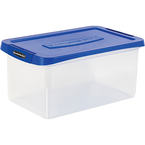 Bankers Box Heavy-Duty File Box External Dimensions: 14.2" Width x 22.4" Depth x 10.6" Height - Media Size Supported: Letter 8.50" x 11" - Lid Lock Closure - Heavy Duty - Stackable - Plastic, Polypropylene - Clear, Blue - For File, Document, Sto (0086101)