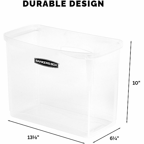 Bankers Box Portable Open Desktop File Box with Side Handles, 1 Each Desktop - Hanging Rail, Handle, Durable - Clear - Polypropylene - 1 Each (0086401)