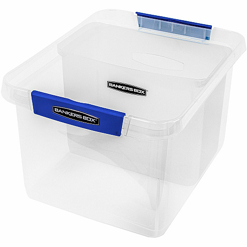 Bankers Box Portable Open Desktop File Box with Side Handles, 1 Each Desktop - Hanging Rail, Handle, Durable - Clear - Polypropylene - 1 Each (0086401)