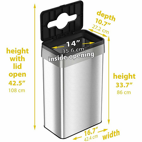HLS Commercial 21-Gallon Trash/Recycle/Compost Can Set Push Button Opening - 21 gal Capacity - Rectangular - Fingerprint Proof, Smudge Resistant, Easy to Clean - 34" Height x 10.3" Width x 16" Depth - Stainless Steel - Silver - 1 Each (HLS21UOTTRIO)