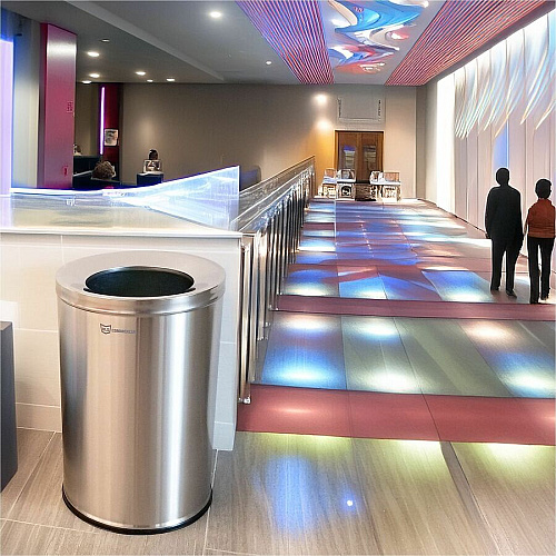 HLS Commercial 26-Gallon Round Open Top Trash Can 26 gal Capacity - Round - Handle, Smudge Resistant, Easy to Clean, Fingerprint Resistant - 28.7" Height x 18.9" Width x 12" Diameter - Brushed Stainless Steel, Galvanized Steel - Gray - 1 Each (HLSC05G26)