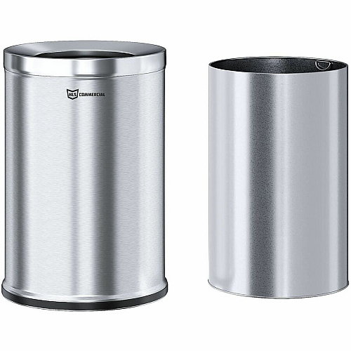 HLS Commercial 26-Gallon Round Open Top Trash Can 26 gal Capacity - Round - Handle, Smudge Resistant, Easy to Clean, Fingerprint Resistant - 28.7" Height x 18.9" Width x 12" Diameter - Brushed Stainless Steel, Galvanized Steel - Gray - 1 Each (HLSC05G26)