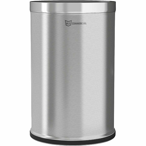 HLS Commercial 26-Gallon Round Open Top Trash Can 26 gal Capacity - Round - Handle, Smudge Resistant, Easy to Clean, Fingerprint Resistant - 28.7" Height x 18.9" Width x 12" Diameter - Brushed Stainless Steel, Galvanized Steel - Gray - 1 Each (HLSC05G26)