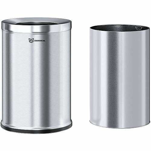HLS Commercial 26-Gallon Round Open Top Trash Can 26 gal Capacity - Round - Handle, Smudge Resistant, Easy to Clean, Fingerprint Resistant - 28.7" Height x 18.9" Width x 12" Diameter - Brushed Stainless Steel, Galvanized Steel - Gray - 1 Each (HLSC05G26)