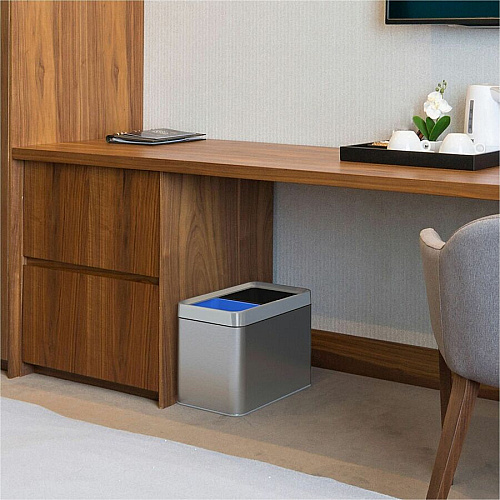 HLS Commercial Stainless Steel Bin Receptacle Multi-compartment - 5 gal Capacity - Rectangular - Manual - Fingerprint Resistant, Smudge Resistant, Durable, Easy to Clean, Handle - 12" Height x 10.3" Width - Stainless Steel, ABS Plastic - Gray - (HLS05DRO)