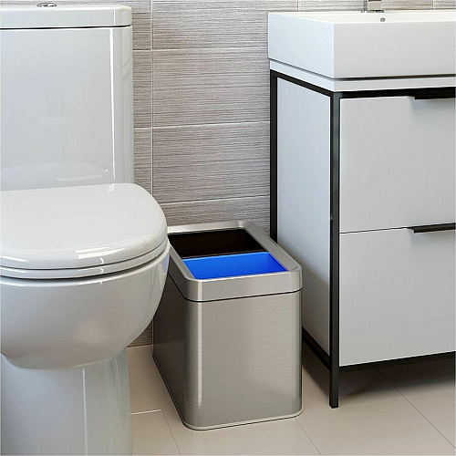 HLS Commercial Stainless Steel Bin Receptacle Multi-compartment - 5 gal Capacity - Rectangular - Manual - Fingerprint Resistant, Smudge Resistant, Durable, Easy to Clean, Handle - 12" Height x 10.3" Width - Stainless Steel, ABS Plastic - Gray - (HLS05DRO)