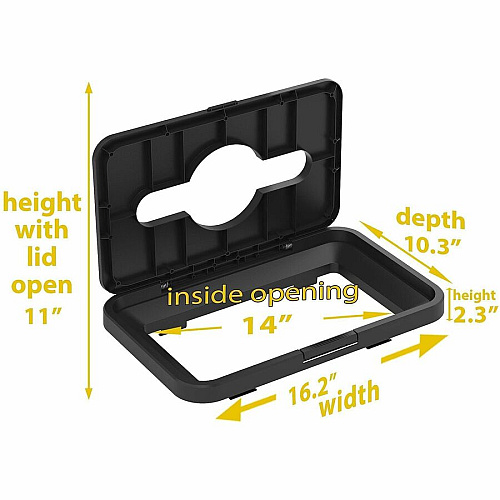 HLS Commercial Open Top Bin Trash Lid Attachment Rectangular - Gray - 1 Each (LIDROTRS)
