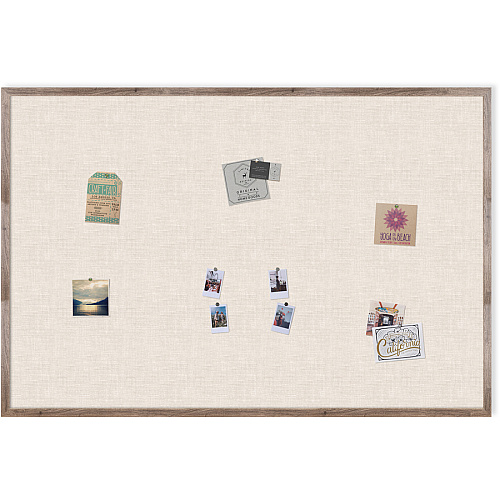 U Brands Linen Bulletin Board, 35" X 23" , Rustic Wood Frame 24" Board Height x 36" Board Width - Tan Linen Surface - Self-healing, Durable, Mounting System, Tackable, Sturdy, Damage Resistant - Rustic Wood Frame - 1 Each (4891U0001)