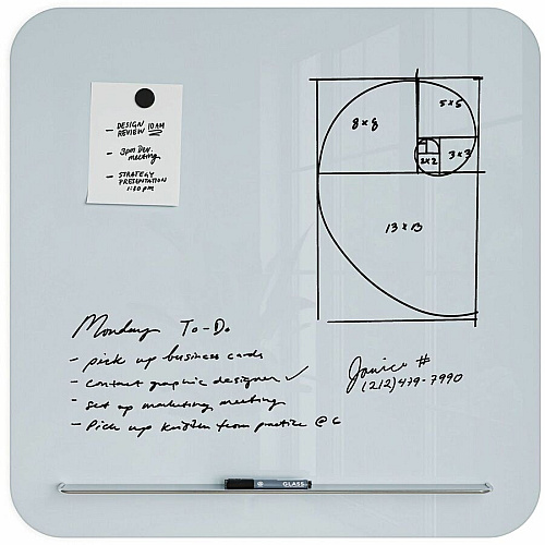 U Brands Magnetic White Glass Dry-Erase Board, 35" X 35" 36" (3 ft) Width x 36" (3 ft) Height - White Tempered Glass Surface - Square - Horizontal/Vertical - Magnetic - 1 Each (4848U0001)
