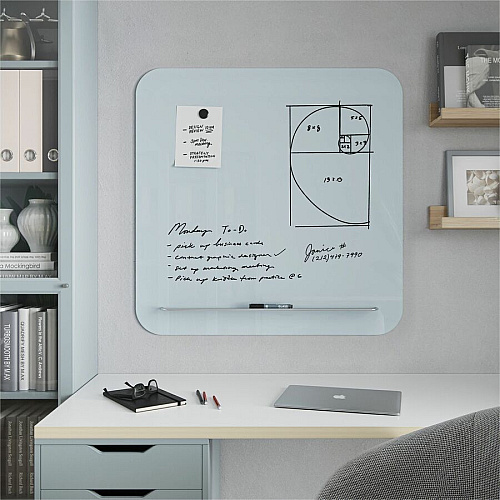 U Brands Magnetic White Glass Dry-Erase Board, 35" X 35" 36" (3 ft) Width x 36" (3 ft) Height - White Tempered Glass Surface - Square - Horizontal/Vertical - Magnetic - 1 Each (4848U0001)