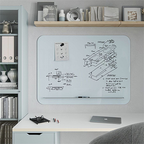 U Brands Magnetic White Glass Dry-Erase Board, 47" X 35" 48" (4 ft) Width x 36" (3 ft) Height - White Tempered Glass Surface - Rectangle - Horizontal/Vertical - Magnetic - 1 Each (4849U0001)