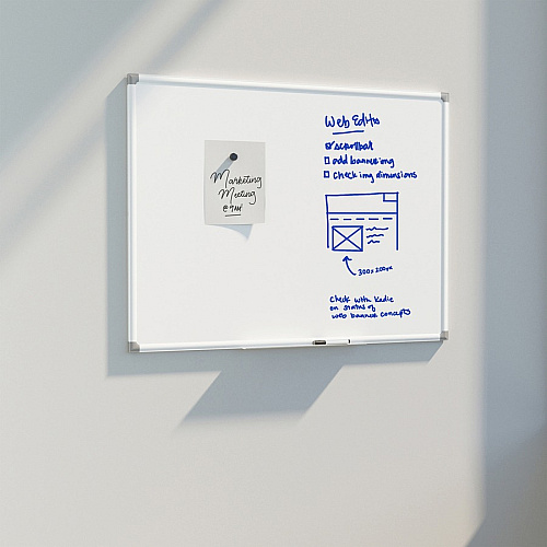U Brands White Aluminum Framed Magnetic Porcelain Steel Board, 72" X 47" 72" (6 ft) Width x 47" (3.9 ft) Height - White Porcelain Steel Surface - White Aluminum Frame - Rectangle - Horizontal/Vertical - 1 Each (4901U0001)