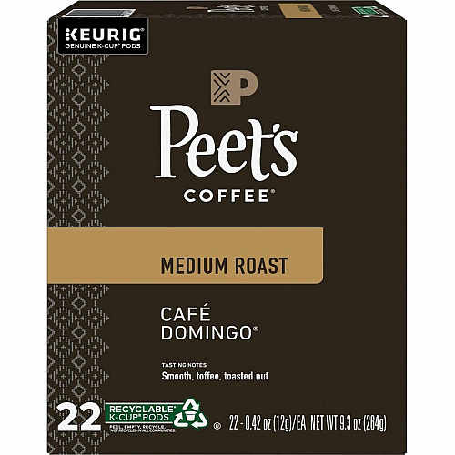 Peet's Coffee&reg; K-Cup Cafe Domingo Coffee Compatible with Keurig Brewer - Medium - K-Cup - Cafe Domingo - 22 / Box (2404)