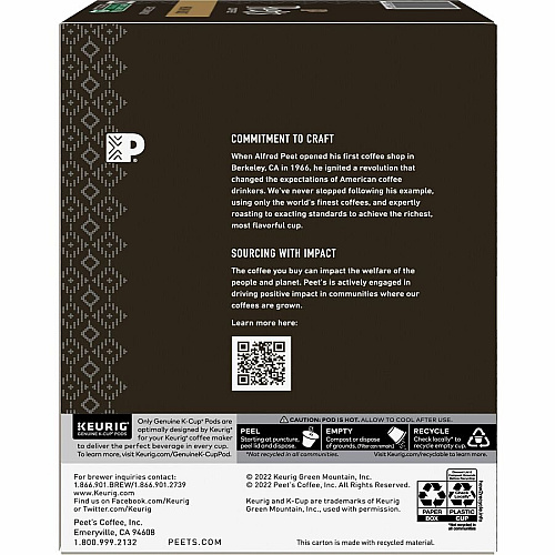 Peet's Coffee&reg; K-Cup Cafe Domingo Coffee Compatible with Keurig Brewer - Medium - K-Cup - Cafe Domingo - 22 / Box (2404)