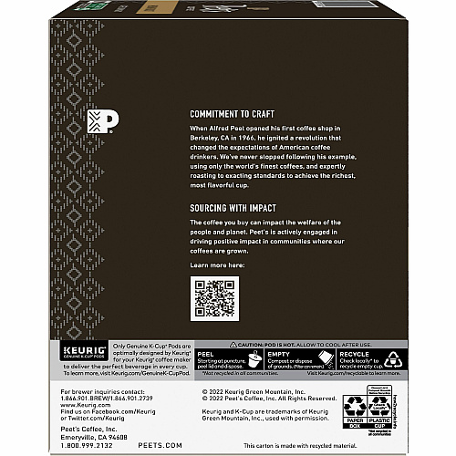 Peet's Coffee&reg; K-Cup Cafe Domingo Coffee Compatible with Keurig Brewer - Medium - K-Cup - Cafe Domingo - 22 / Box (2404)