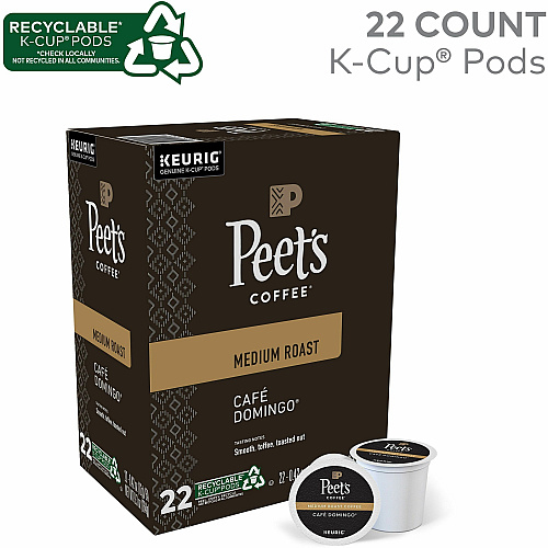 Peet's Coffee&reg; K-Cup Cafe Domingo Coffee Compatible with Keurig Brewer - Medium - K-Cup - Cafe Domingo - 22 / Box (2404)
