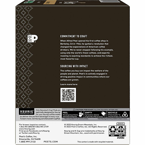 Peet's Coffee&reg; K-Cup Big Bang Coffee Compatible with Keurig Brewer - Medium - K-Cup - Big Bang - 22 / Box (2407)