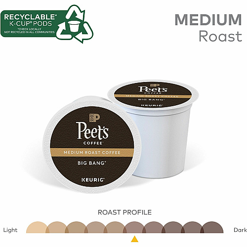 Peet's Coffee&reg; K-Cup Big Bang Coffee Compatible with Keurig Brewer - Medium - K-Cup - Big Bang - 22 / Box (2407)