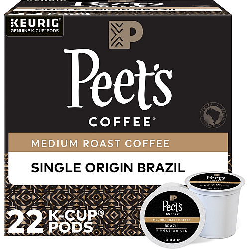 Peet's Coffee&reg; K-Cup Brazil Coffee Compatible with Keurig Brewer - Medium - K-Cup - Brazilian - 22 / Box (2409)
