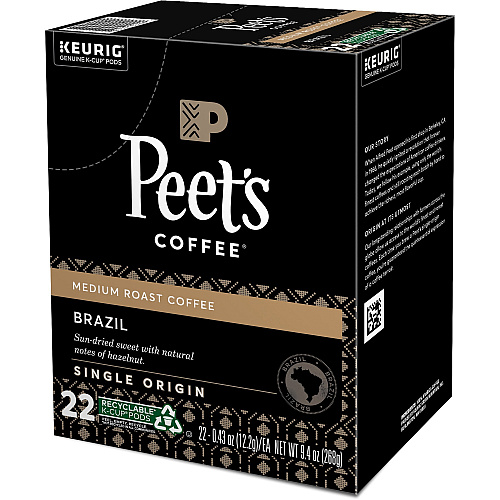 Peet's Coffee&reg; K-Cup Brazil Coffee Compatible with Keurig Brewer - Medium - K-Cup - Brazilian - 22 / Box (2409)