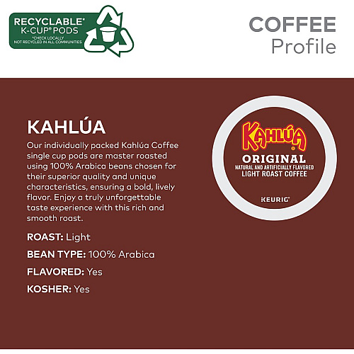 Kahlúa K-Cup Original Coffee ( Compatible with Keurig Brewer - Light - K-Cup - 24 / Box 9150)