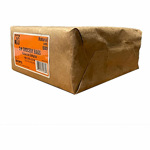 AJM Kraft Grocery Bags 2.40" Length x 4.30" Width - Brown - Kraft Paper - Grocery, Food, Sandwich, Vegetables, Grain - Recycled - 500 / Pack (GB02NP5C)