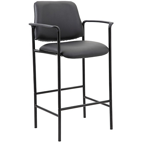 Boss Square Back Stool Black Seat Color - Vinyl Seat Material - Black Back Color - Black Frame Color - Armrest - 1 Each (B169503CS)