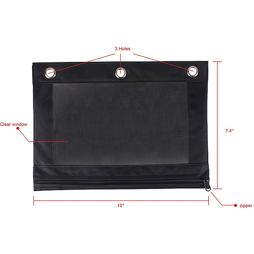 Business Source Binder Pencil Pouch 10" Height x 7.4" Width - Black - 1 Each (BSN18303)