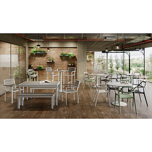 KFI Gray Indoor/Outdoor Furniture Rectangle - 29" Height x 32" Width x 55" Depth - Gray Table Top - 1 Each (T3255WHGY)