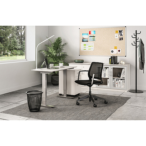 Safco Medina Conference Chair 22" Height x 18" Width x 18" Depth Chair Seat, 16" Height x 18" Width Chair Back, 37" Height x 28" Width x 28" Depth Chair, x 5" Length Cylinder Stroke - Finish: Black (6828BL)