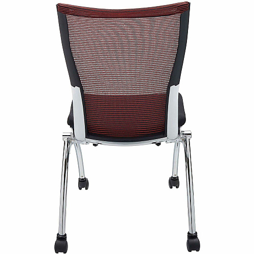 Safco Valore High Back Training Chair Black Seat Color - Foam Seat Material - Red Back Color - Steel, Chrome Frame Material - High Back - Four-legged Base - 2 / Carton (TSH2BR)