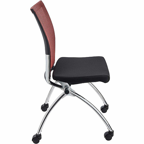 Safco Valore High Back Training Chair Black Seat Color - Foam Seat Material - Red Back Color - Steel, Chrome Frame Material - High Back - Four-legged Base - 2 / Carton (TSH2BR)