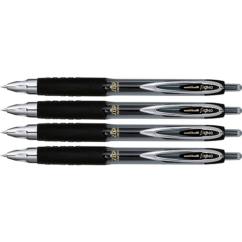 uni-ball uniball™ 207 Gel Pen Ultra Micro Conical Pen Point - Refillable - Retractable - Black Ink - Gel-based, Pigment-based - Plastic Barrel - Tungsten Carbide, Stainless Steel Tip - 4 / Pack (1790927)