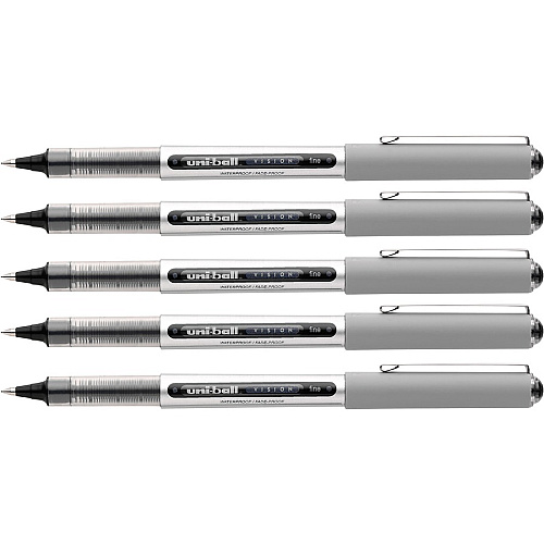 uni-ball uniball&trade; Vision Rollerball Pen 0.7 mm Fine Pen Point - Black Ink - 5 / Pack (60051PP)