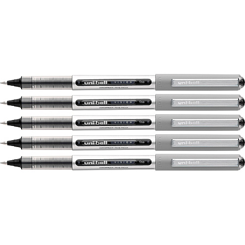 uni-ball uniball&trade; Vision Rollerball Pen 0.7 mm Fine Pen Point - Black Ink - 5 / Pack (60051PP)