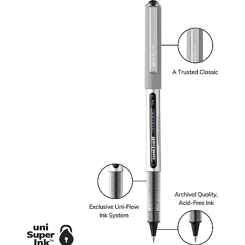 uni-ball uniball&trade; Vision Rollerball Pen 0.7 mm Fine Pen Point - Black, Blue, Red Ink - 5 / Pack (60510PP)