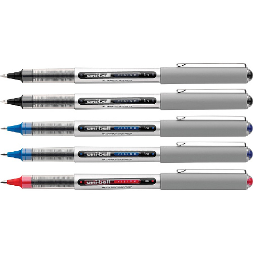 uni-ball uniball&trade; Vision Rollerball Pen 0.7 mm Fine Pen Point - Black, Blue, Red Ink - 5 / Pack (60510PP)