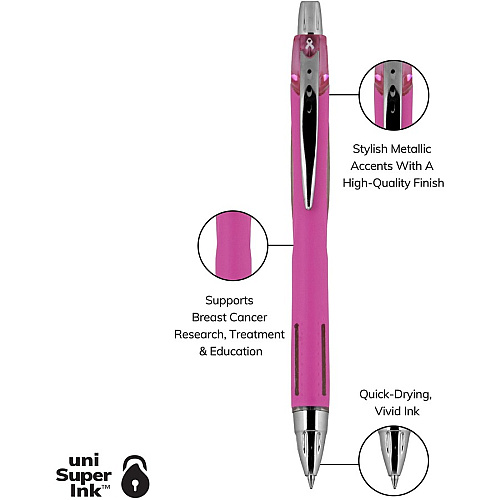 uni-ball uni&reg; Jetstream RT Pink Ribbon Ballpoint Pen 1 mm Medium Pen Point - Multi Ink - Pink Barrel - 3 / Pack (70202)