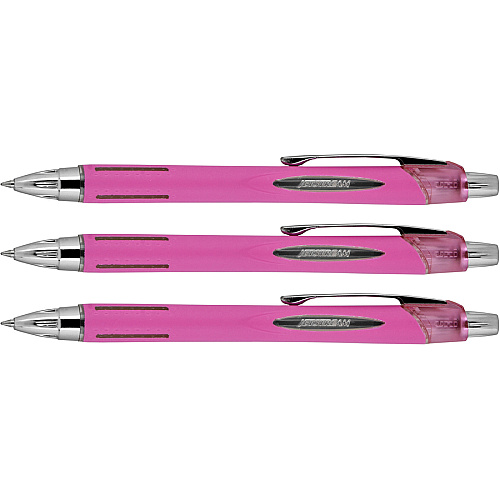 uni-ball uni&reg; Jetstream RT Pink Ribbon Ballpoint Pen 1 mm Medium Pen Point - Multi Ink - Pink Barrel - 3 / Pack (70202)