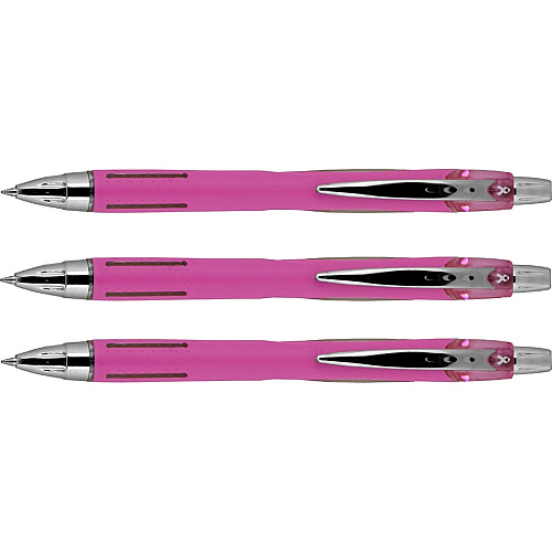 uni-ball uni&reg; Jetstream RT Pink Ribbon Ballpoint Pen 1 mm Medium Pen Point - Multi Ink - Pink Barrel - 3 / Pack (70202)